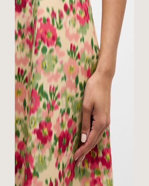 Evangeline Floral Print Wool Midi Dress 