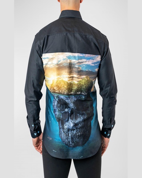 Men's Fibonacci Skull Island Dress Shirt