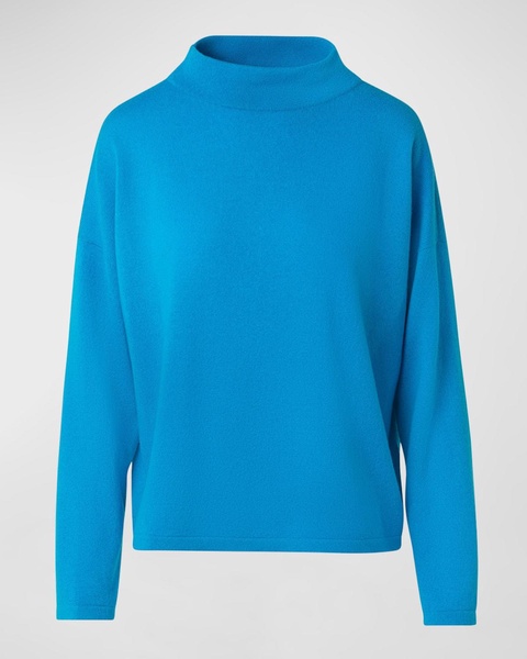 Funnel-Neck Boxy Cashmere-Wool Knit Sweater