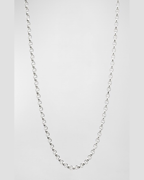 Men's Sterling Silver Cable Chain Necklace, 22"L