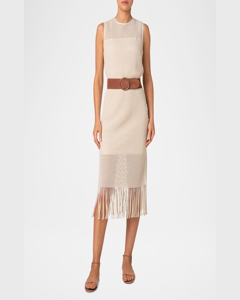 Fringe Mesh Midi Dress 