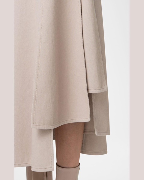 Asymmetric Pleated Cotton Midi Skirt