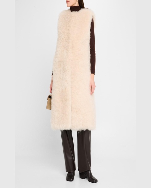 Select Cashmere Goat Collarless Long Vest