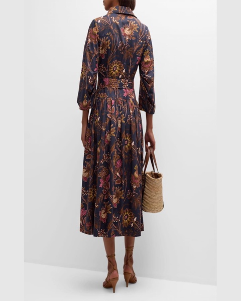 Raya Floral 3/4-Sleeve Midi Shirtdress