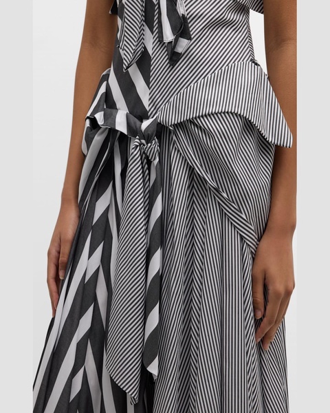 Striped Tie-Front Handkerchief Maxi Dress