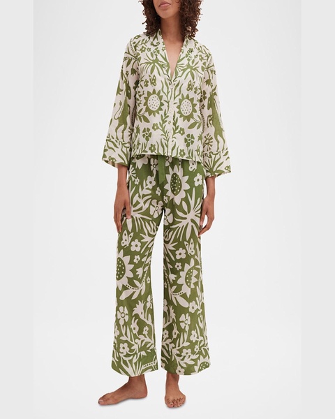 Floral-Print Boxy Shirt and Wide-Leg Trousers Set