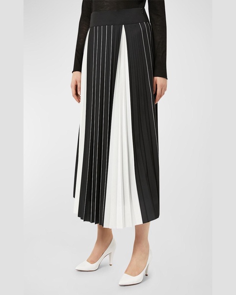 Plus Size Zina Pleated Two-Tone Midi Skirt