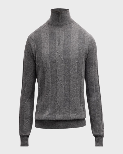 Men's Broken Cable Quarter-Zip Sweater