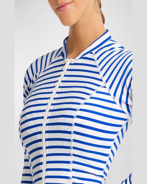 Amalfi Striped Long-Sleeved Rashguard Swim Top 