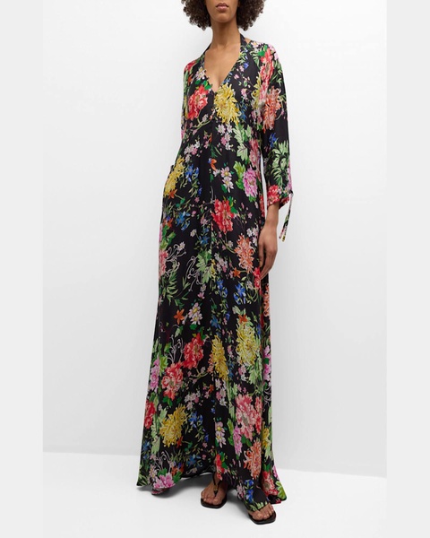 Metallic Mixed Floral Maxi Dress 