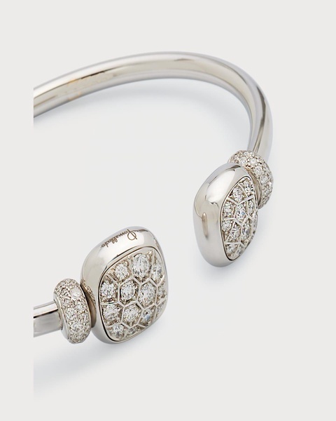 Nudo Precious Cuff in 18K White Gold, White Topaz and Diamonds, Size Small