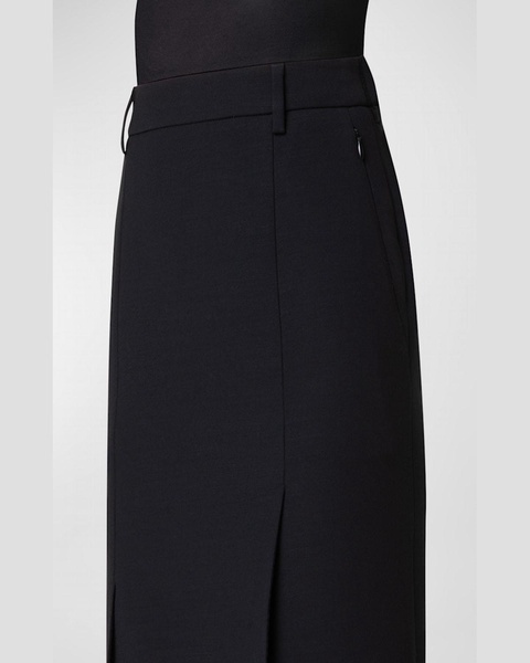 Double-Face Wool Midi Skirt with Irregular Slits