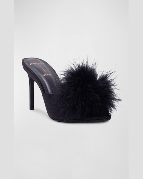 Ricca Feather Pom Mule Sandals