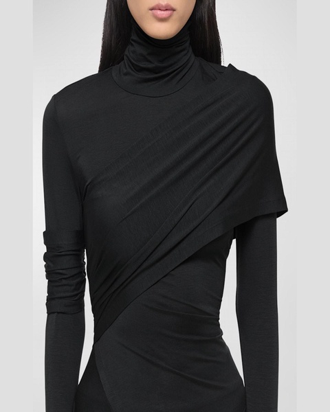 Draped Knit Turtleneck Top