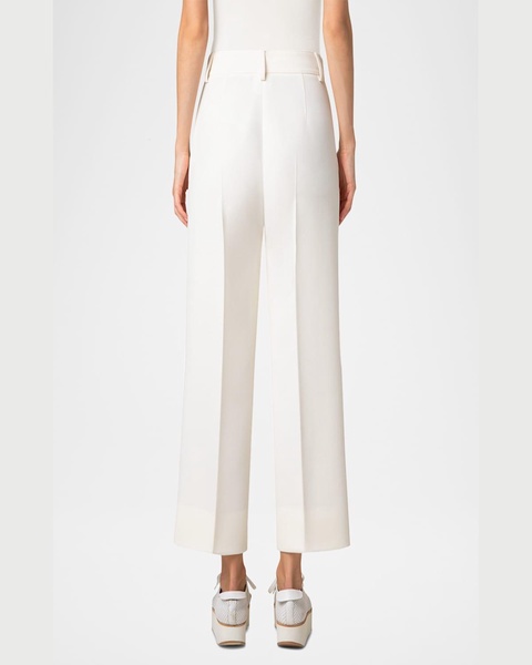 Chiara Wool Tricotine Wide-Leg Ankle Pants