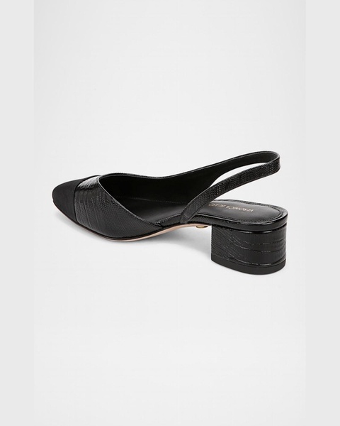 Cecile Lizard-Embossed Slingback Ballerina Flats