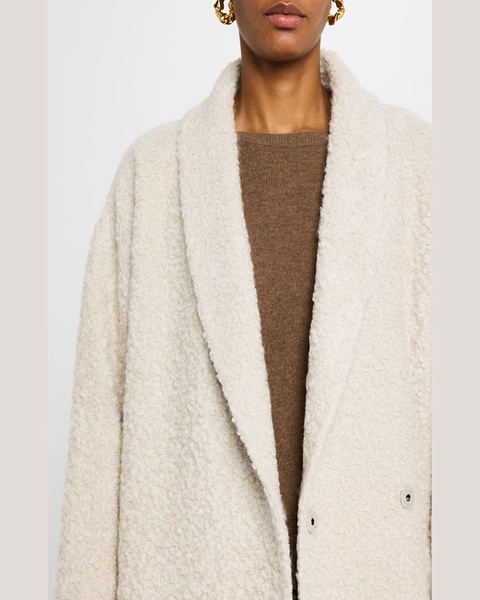 Shawl-Collar Curly Alpaca Coat