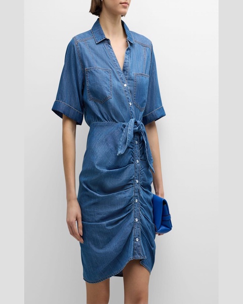 Hensley Ruched Chambray Dress