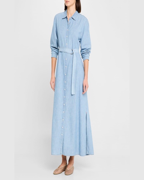 Bowen Belted Cotton Chambray Maxi Shirtdress