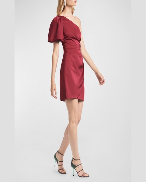 Amelia One-Shoulder Puff-Sleeve Mini Dress