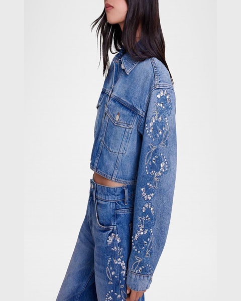 Bromessa Embellished Crop Denim Jacket