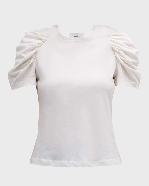 Ember Ruched-Sleeve Jersey Top