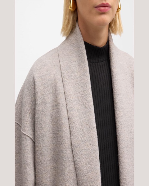 Lightweight Open-Front Boiled Wool Coat