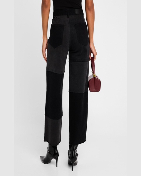 Getty Cropped Wide-Leg Patchwork Jeans