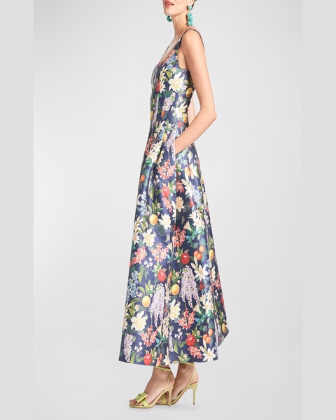 Mia Pleated Floral-Print Maxi Dress