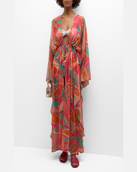 Palm Printed Austin Caftan Coverup