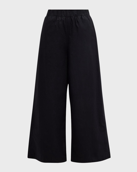 Cropped Wide-Leg Organic Cotton Poplin Pants