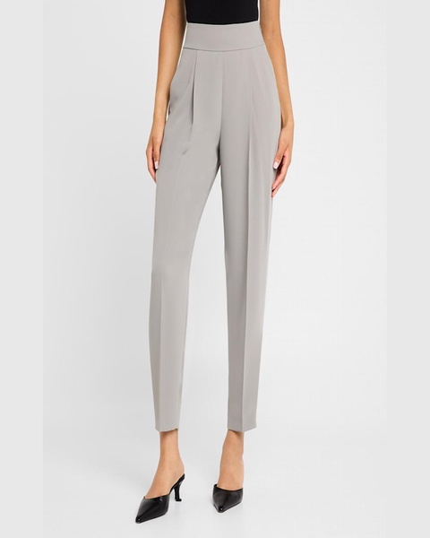 Caro Pleated Tapered-Leg Ankle Techno Pants