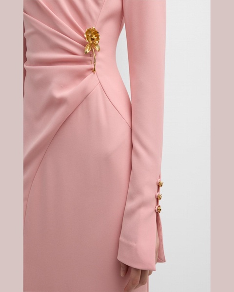 Draped Sheath Dress with Gold-Tone Detail