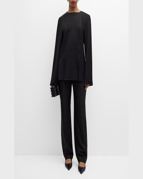 Renat Long-Sleeve Slits-Hem Blouse