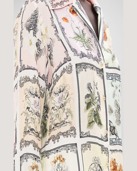 Pyjama Floral Silk Button-Front Shirt