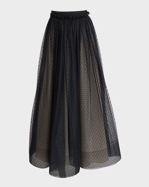 Swiss Dot Tulle Full Midi Skirt