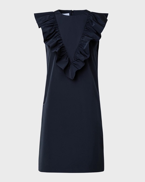 Ruffle Sleeveless Cotton-Blend Sheath Dress