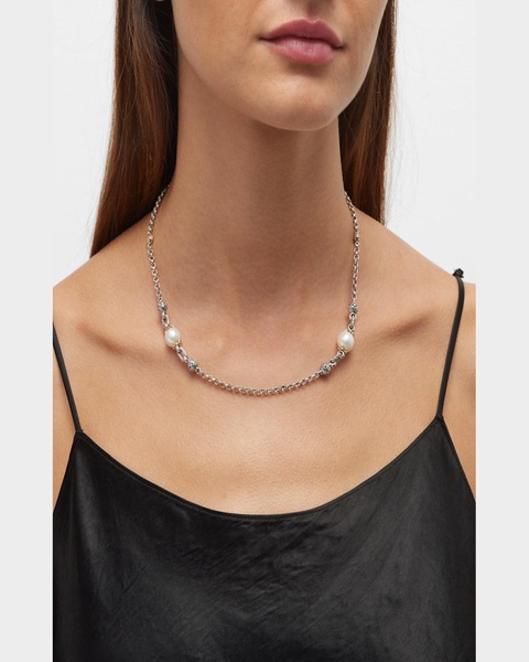 Sterling Silver and 18K Gold Pearl Necklace