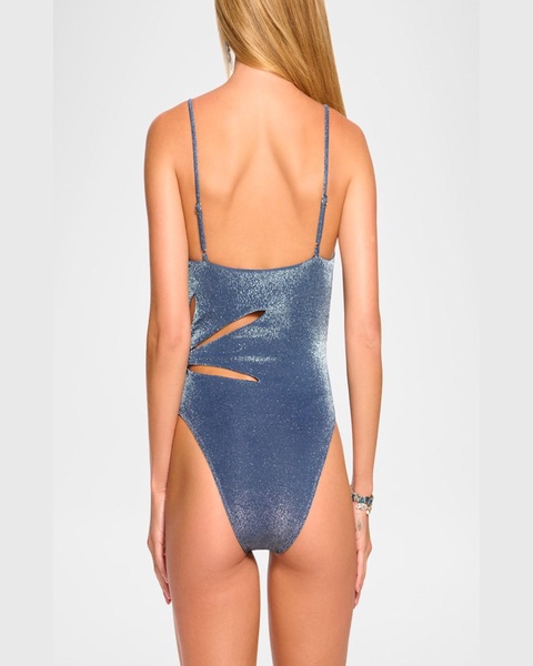 Sevyn Sparkle Cutout One-Piece Swimsuit