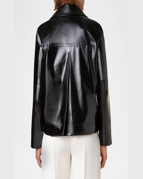 Carabine-Hook Lacquered Faux Leather Jacket