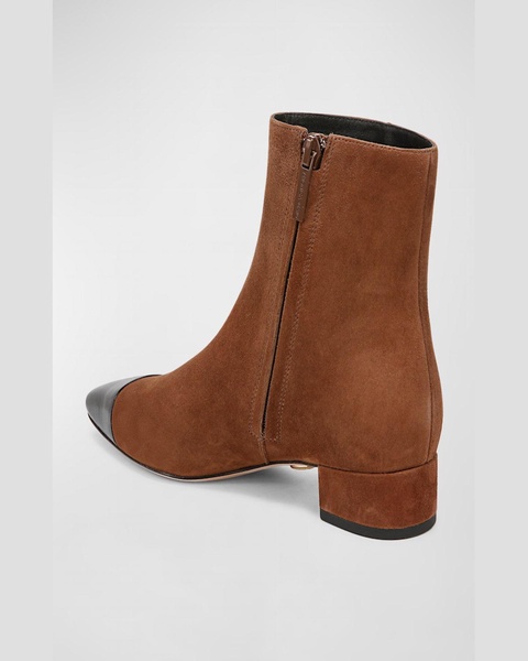 Cecile Cap-Toe Zip Suede Booties