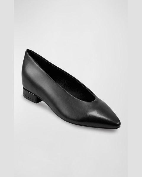 Leather Pointed-Toe Ballerina Flats