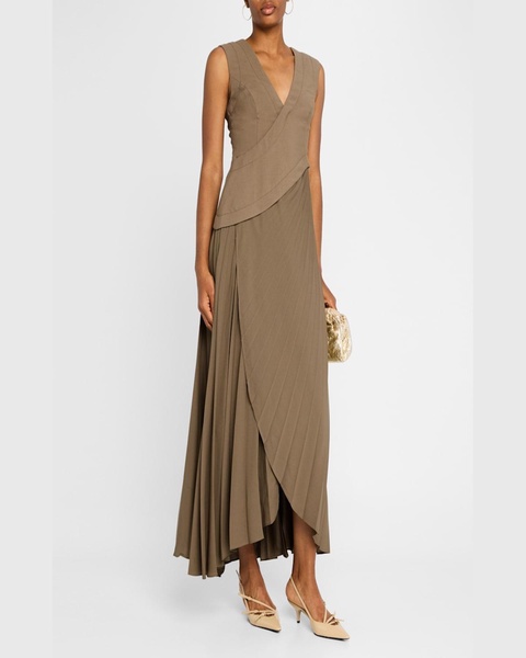 Fairfield V-Neck Pleated Maxi Dress