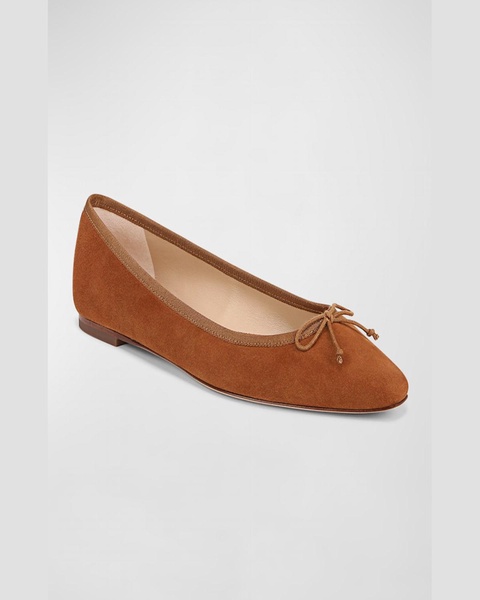 Catherine Suede Bow Ballerina Flats