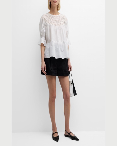 Sol Puff-Sleeve Eyelet Top