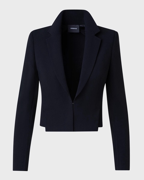 Single-Breasted Slits-Hem Wool Double-Face Crop Jacket