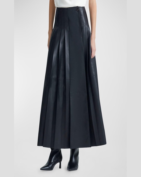 Frankie Pleated Leather Maxi Skirt 