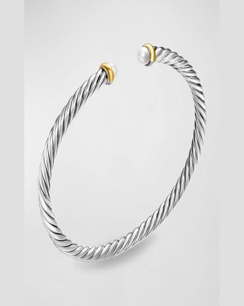 Cable Flex Bracelet with Gemstone in Silver and 14K Gold