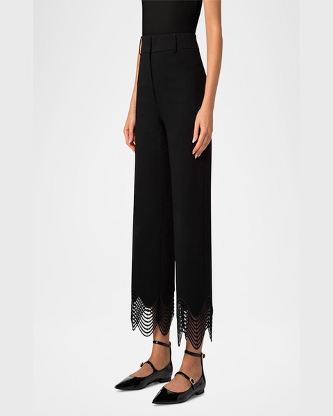 Chieko Waved Lace Wide Leg Jersey Pants 