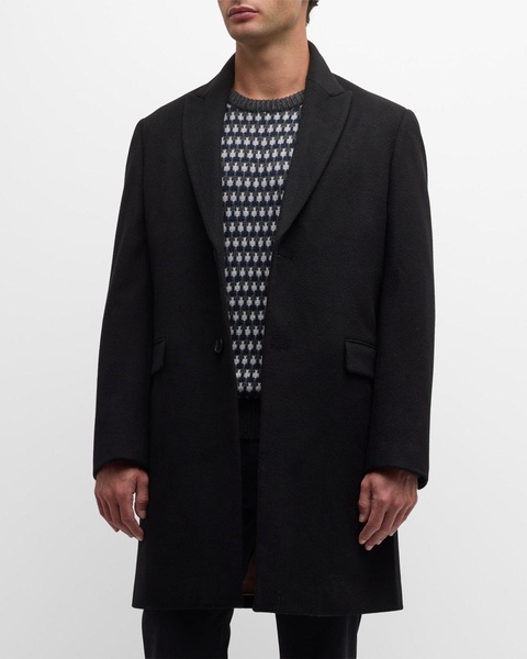 Men's Sutton Peak-Lapel Wool Topcoat